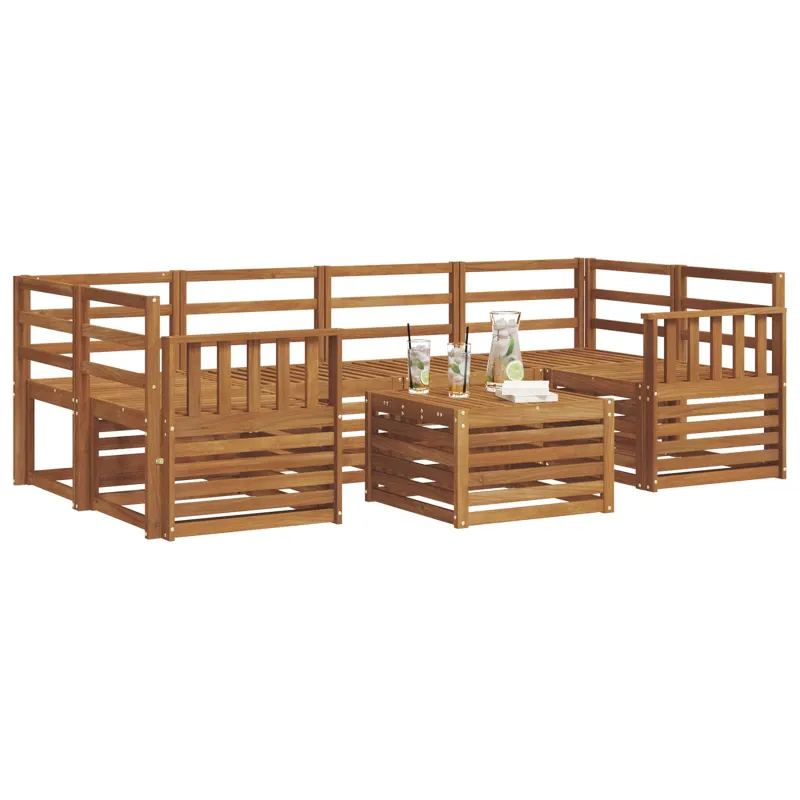 Lauko sofos komplektas 7 pcs Natūrali Kietos akacijos mediena