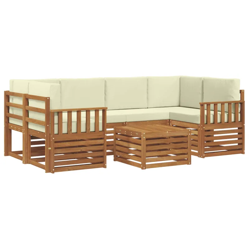 Lauko sofos komplektas su pagalve 7 pcs Natūralus ir grietinėlė