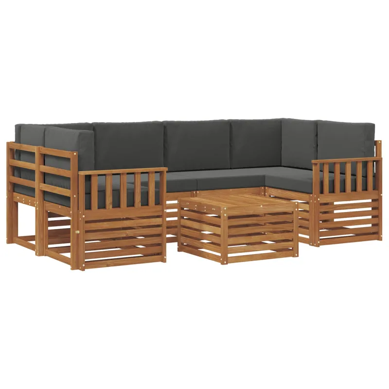 Lauko sofos komplektas su pagalve 7 pcs Natūralus ir antracitas