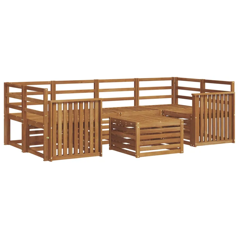 Lauko sofos komplektas 7 pcs Natūrali Kietos akacijos mediena