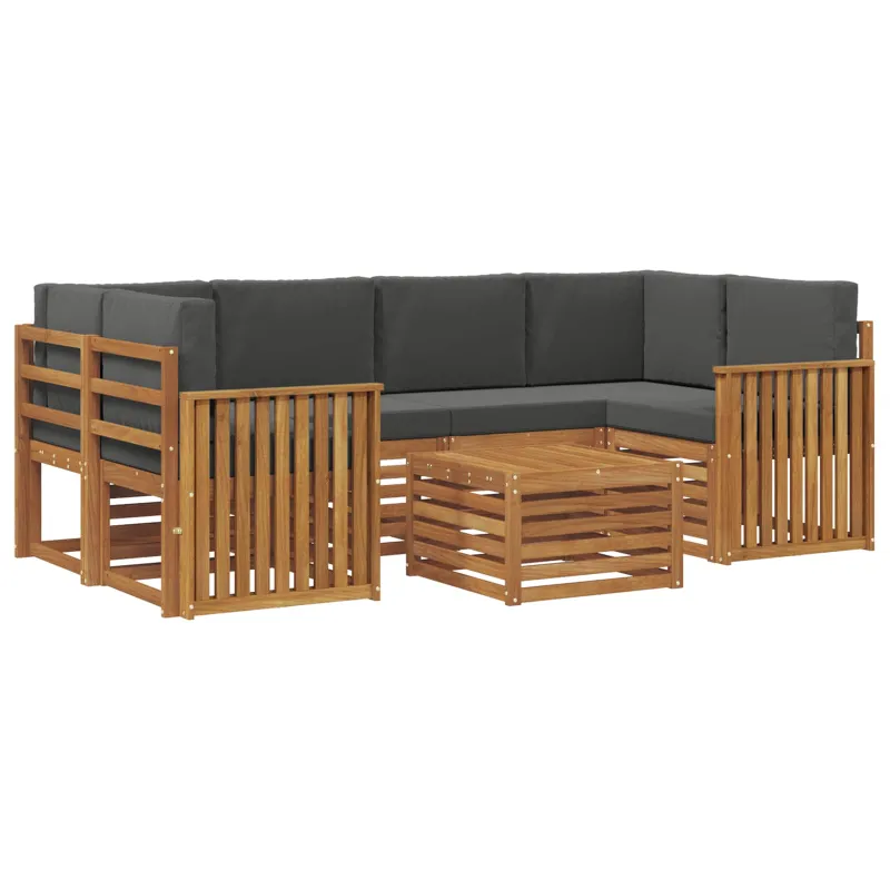 Lauko sofos komplektas su pagalve 7 pcs Natūralus ir antracitas