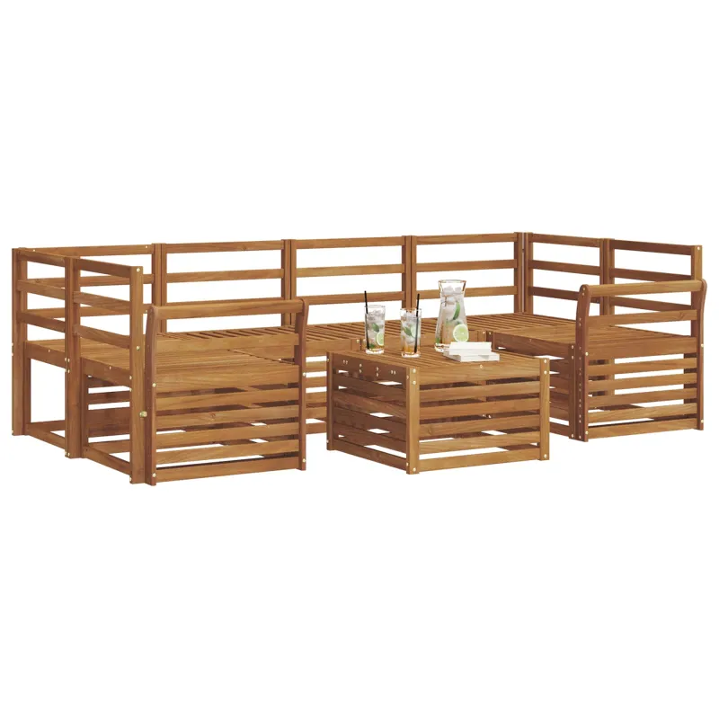 Lauko sofos komplektas 7 pcs Natūrali Kietos akacijos mediena
