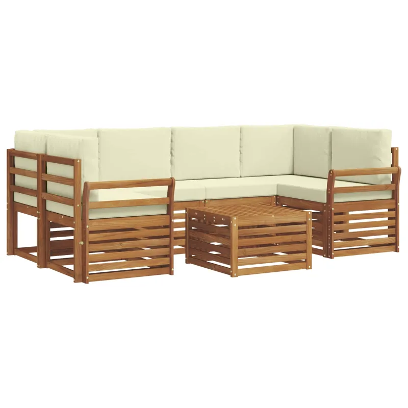 Lauko sofos komplektas su pagalve 7 pcs Natūralus ir grietinėlė