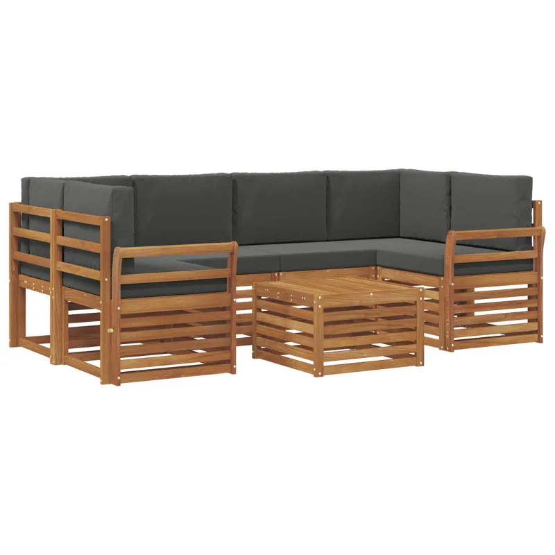 Lauko sofos komplektas su pagalve 7 pcs Natūralus ir antracitas