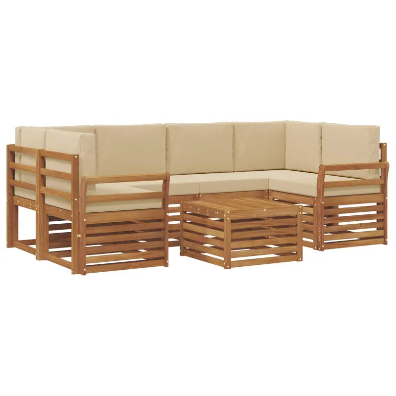 Lauko sofos komplektas su pagalve 7 pcs Natūralus ir bežinis