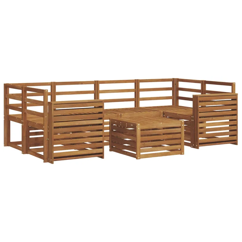 Lauko sofos komplektas 7 pcs Natūrali Kietos akacijos mediena