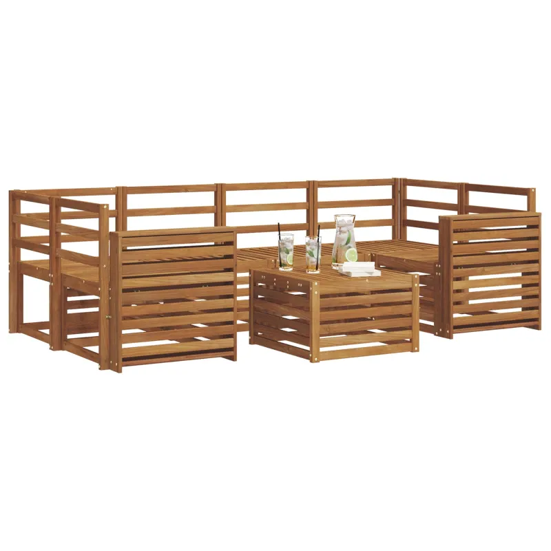 Lauko sofos komplektas 7 pcs Natūrali Kietos akacijos mediena