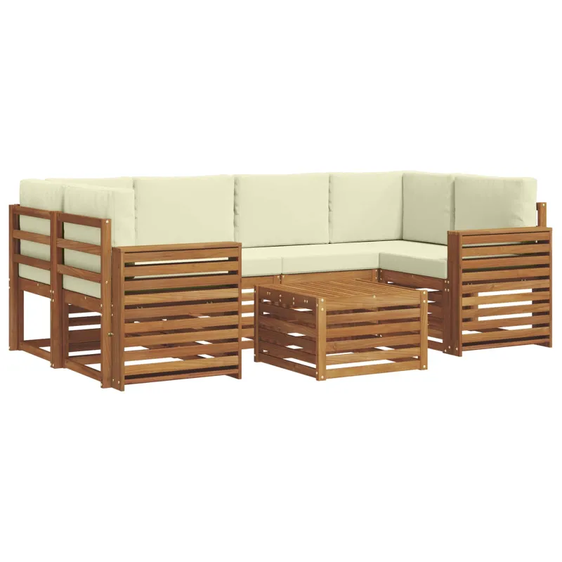 Lauko sofos komplektas su pagalve 7 pcs Natūralus ir grietinėlė
