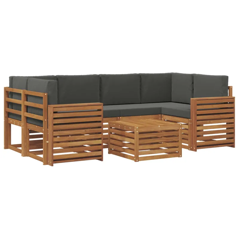 Lauko sofos komplektas su pagalve 7 pcs Natūralus ir antracitas