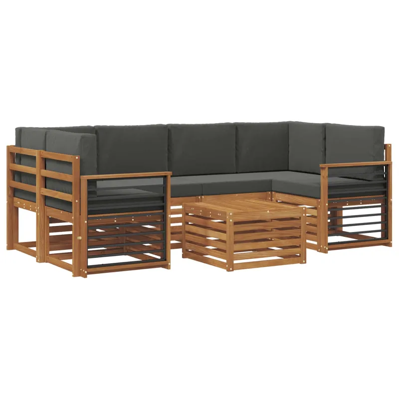 Lauko sofos komplektas su pagalve 7 pcs Natūralus ir antracitas