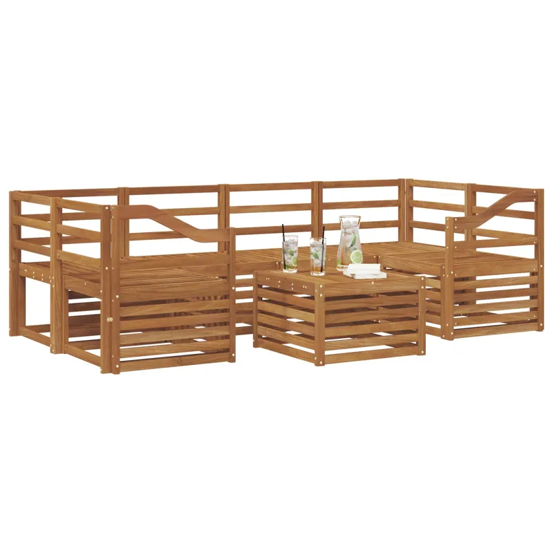 Lauko sofos komplektas 7 pcs Natūrali Kietos akacijos mediena