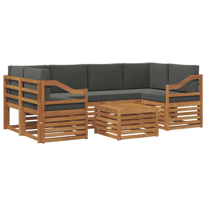 Lauko sofos komplektas su pagalve 7 pcs Natūralus ir antracitas