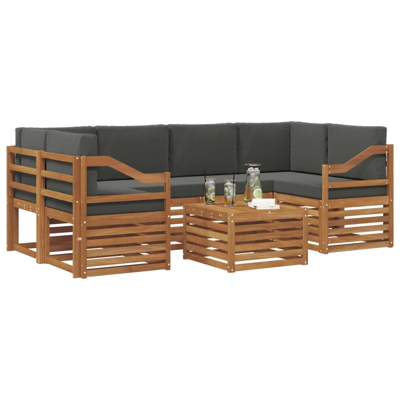 Lauko sofos komplektas su pagalve 7 pcs Natūralus ir antracitas
