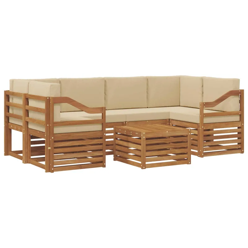 Lauko sofos komplektas su pagalve 7 pcs Natūralus ir bežinis