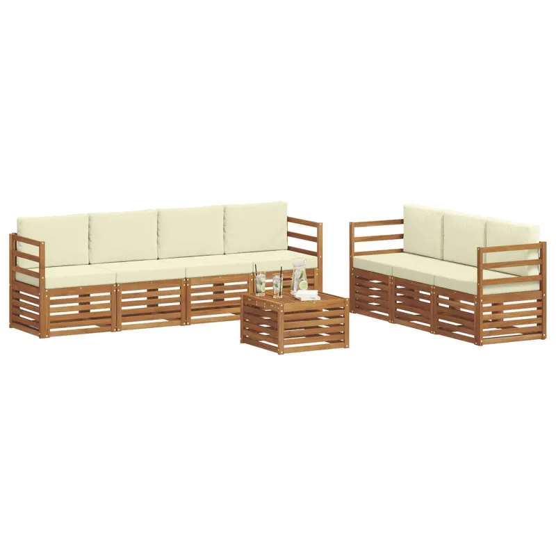 Sofų komplektai su pagalve 8 pcs Natūralus ir grietinėlė