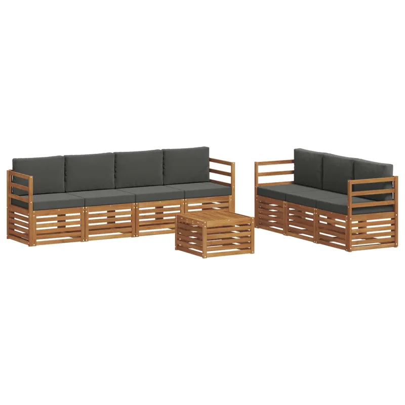 Sofų komplektai su pagalve 8 pcs Natūralus ir antracitas
