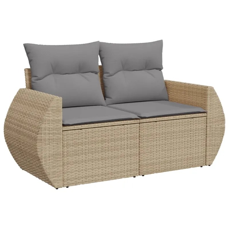 Sofakokonaisuus tyynyine, 6 osaa, hiekanvärinen, polyratasta