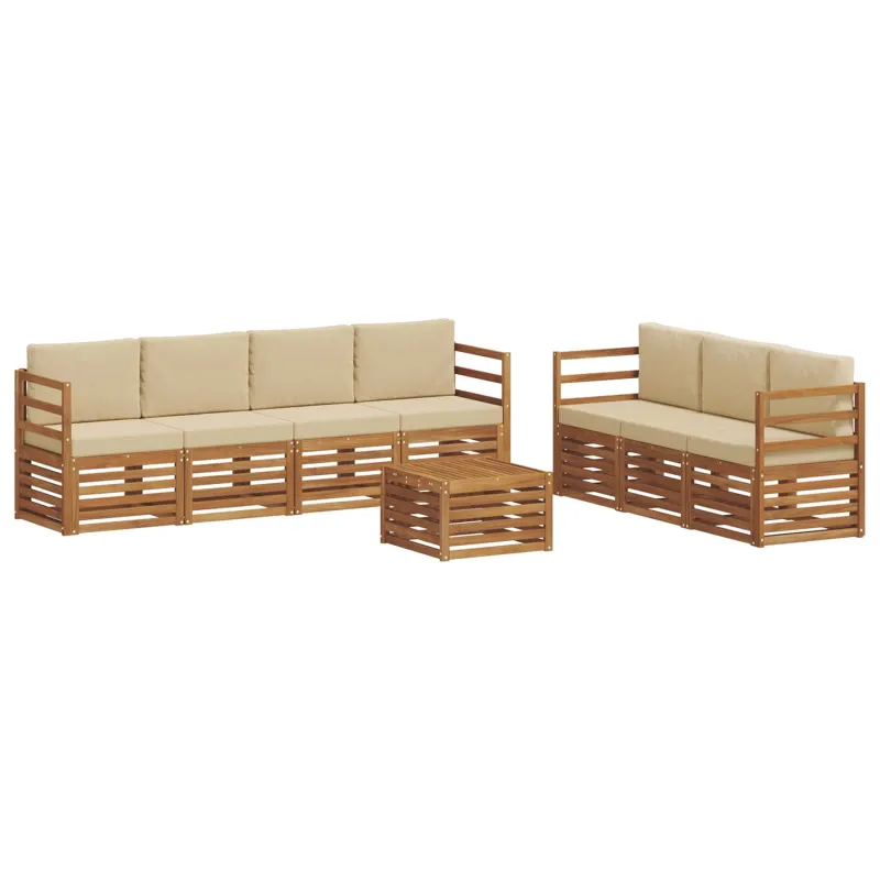 Sofų komplektai su pagalve 8 pcs Natūralus ir bežinis