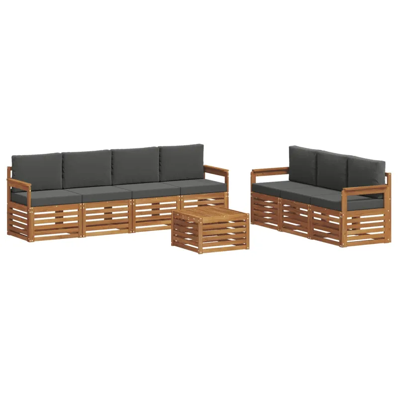 Sofų komplektai su pagalve 8 pcs Natūralus ir antracitas