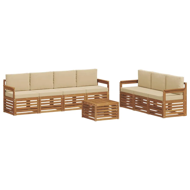 Sofų komplektai su pagalve 8 pcs Natūralus ir bežinis