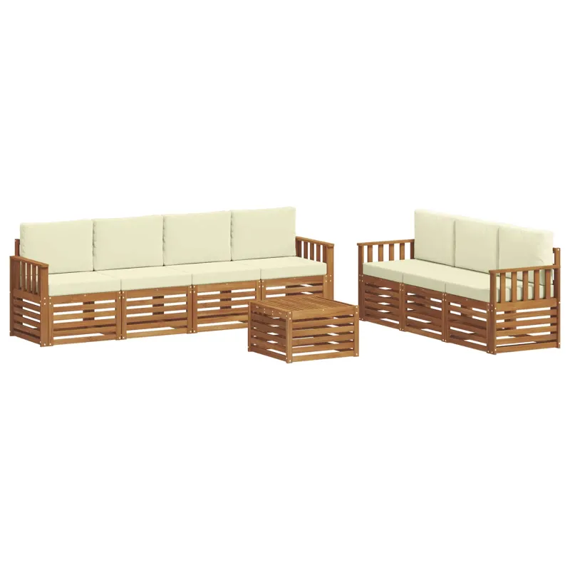 Sofų komplektai su pagalve 8 pcs Natūralus ir grietinėlė