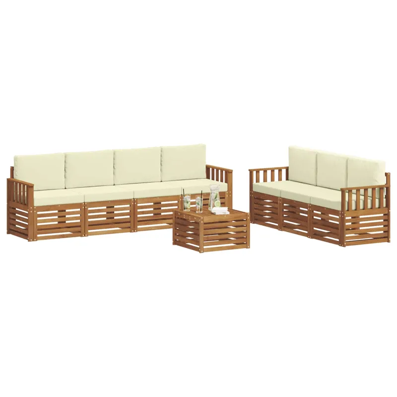 Sofų komplektai su pagalve 8 pcs Natūralus ir grietinėlė