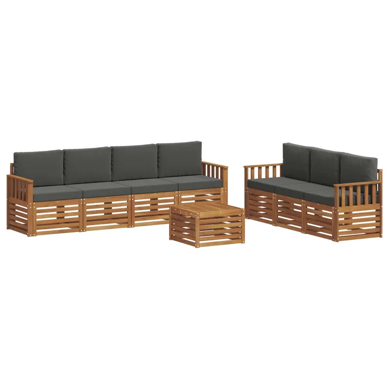 Sofų komplektai su pagalve 8 pcs Natūralus ir antracitas