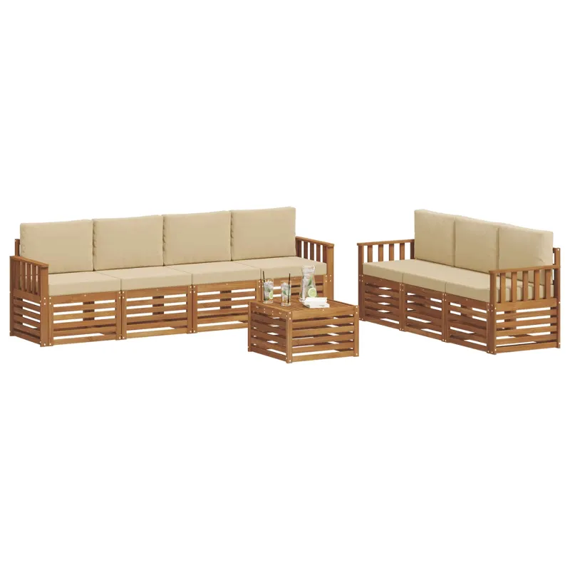 Sofų komplektai su pagalve 8 pcs Natūralus ir bežinis