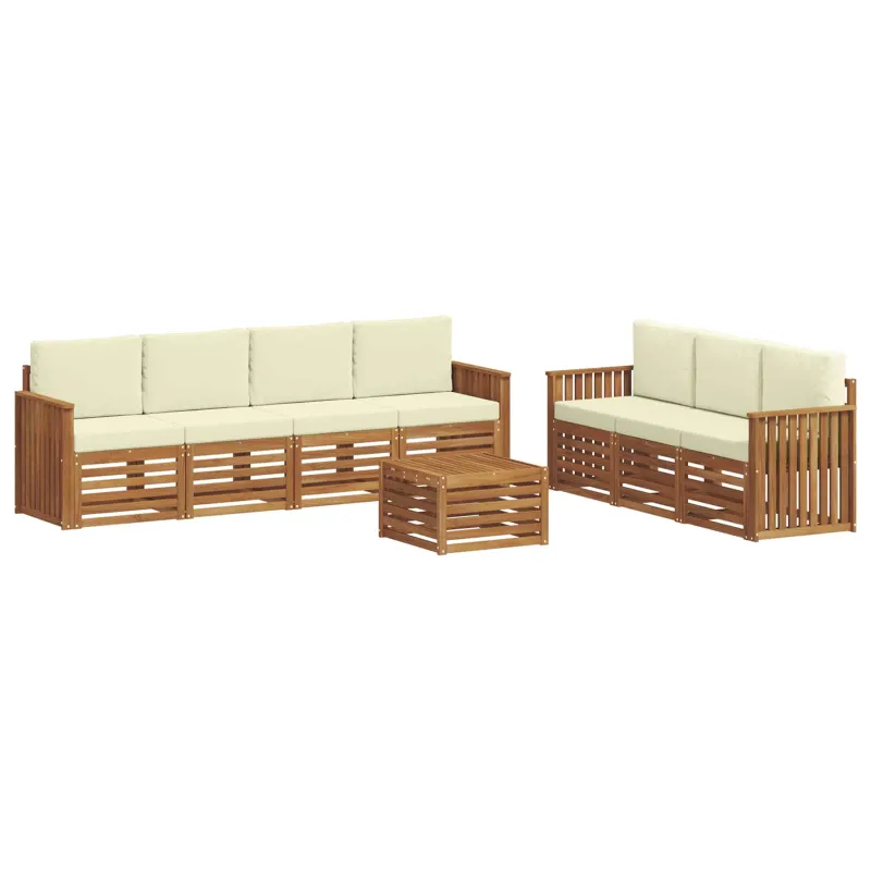 Sofų komplektai su pagalve 8 pcs Natūralus ir grietinėlė