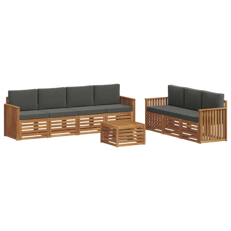 Sofų komplektai su pagalve 8 pcs Natūralus ir antracitas