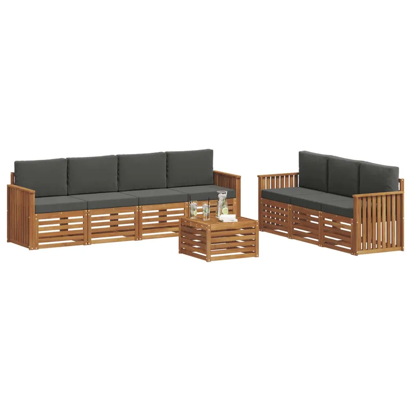 Sofų komplektai su pagalve 8 pcs Natūralus ir antracitas