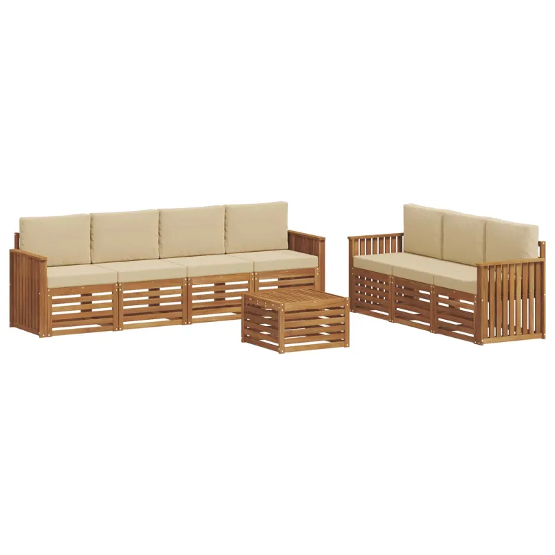 Sofų komplektai su pagalve 8 pcs Natūralus ir bežinis