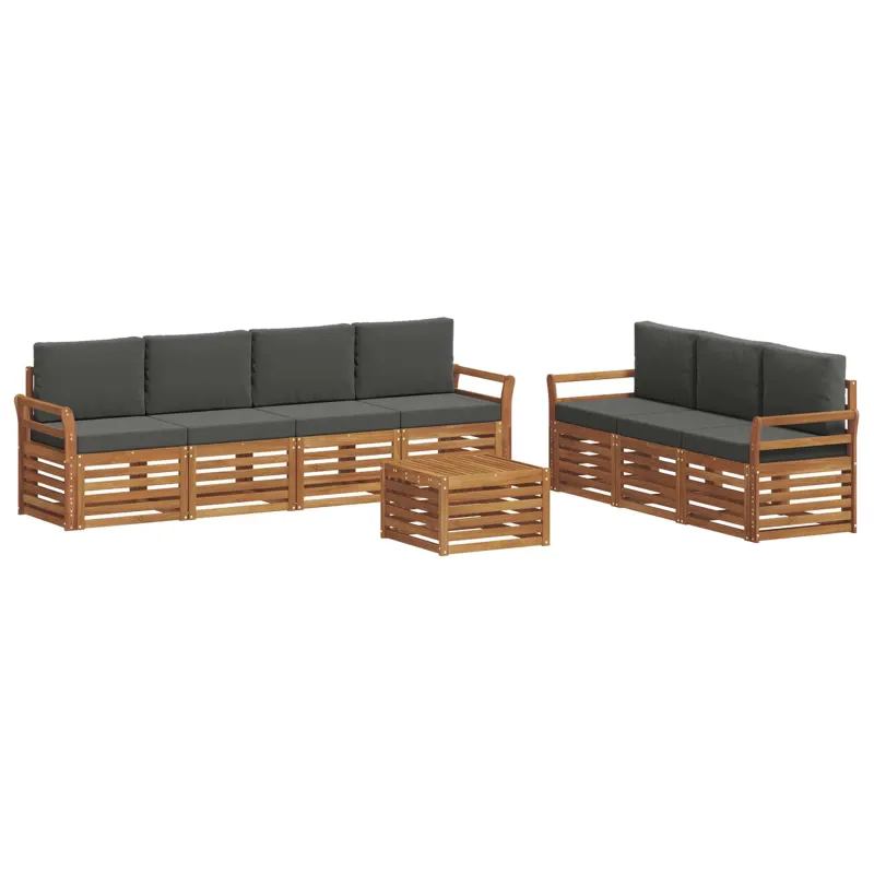 Sofų komplektai su pagalve 8 pcs Natūralus ir antracitas