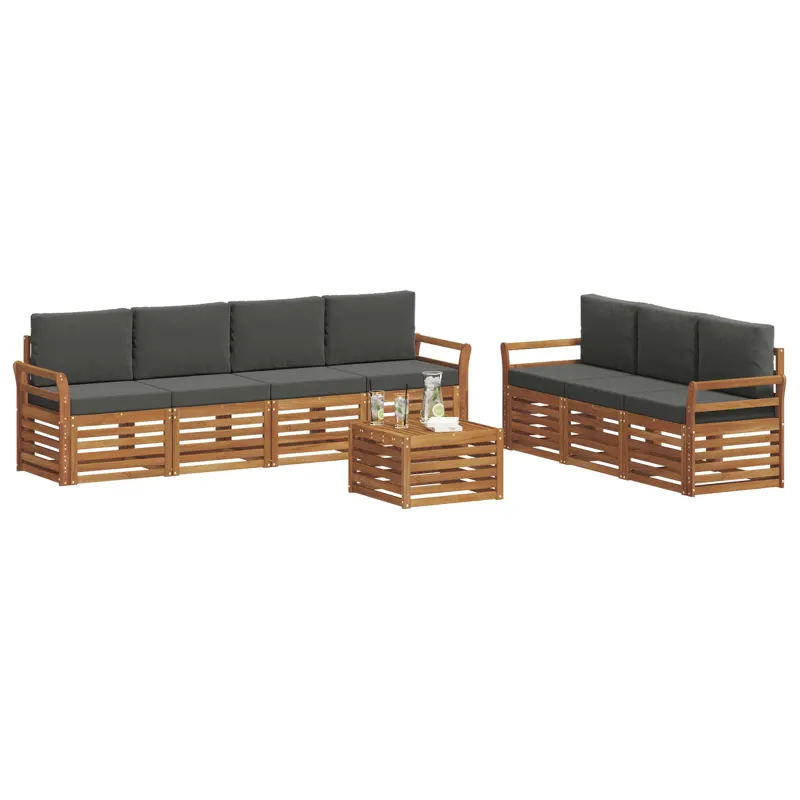 Sofų komplektai su pagalve 8 pcs Natūralus ir antracitas