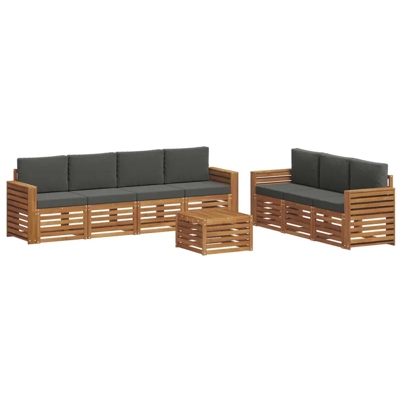 Sofų komplektai su pagalve 8 pcs Natūralus ir antracitas