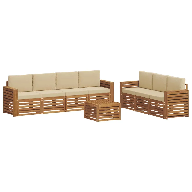 Sofų komplektai su pagalve 8 pcs Natūralus ir bežinis