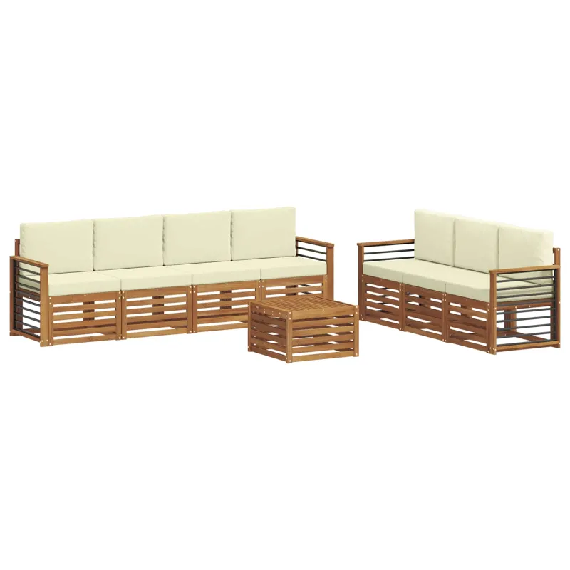 Sofų komplektai su pagalve 8 pcs Natūralus ir grietinėlė