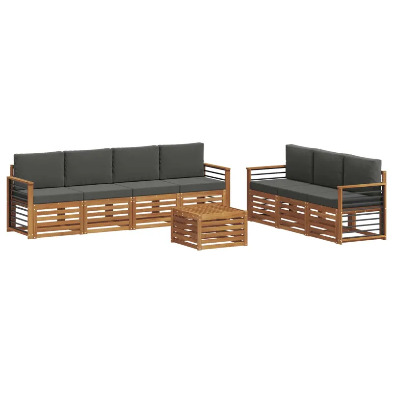 Sofų komplektai su pagalve 8 pcs Natūralus ir antracitas