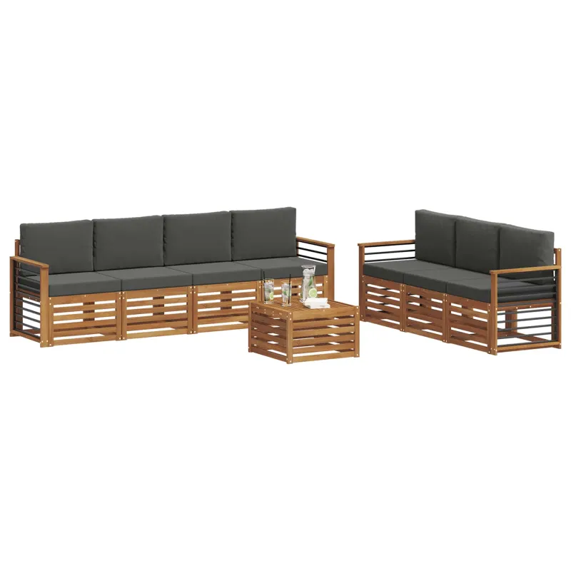 Sofų komplektai su pagalve 8 pcs Natūralus ir antracitas