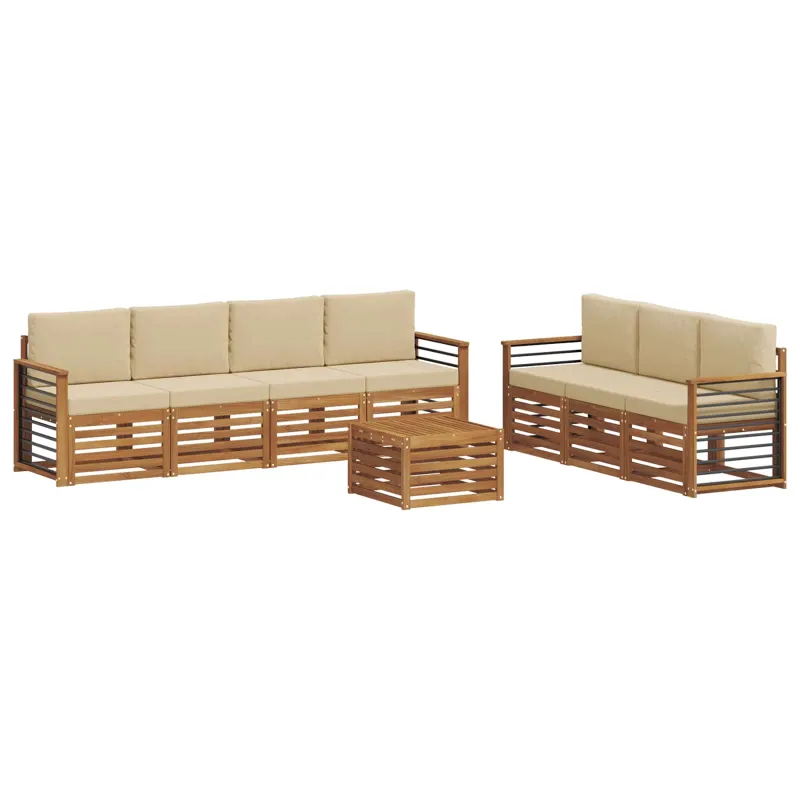 Sofų komplektai su pagalve 8 pcs Natūralus ir bežinis
