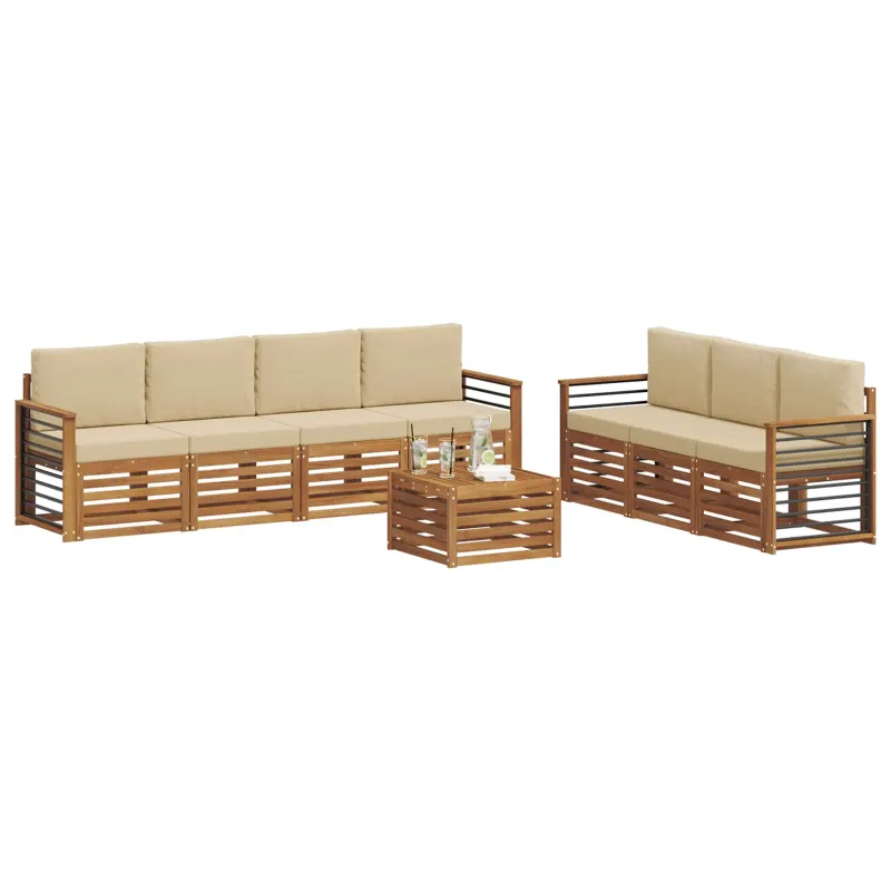 Sofų komplektai su pagalve 8 pcs Natūralus ir bežinis