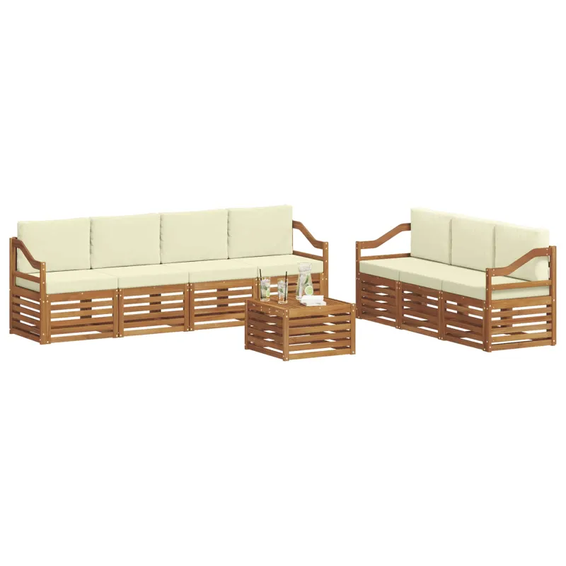 Sofų komplektai su pagalve 8 pcs Natūralus ir grietinėlė
