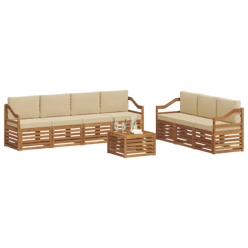 Sofų komplektai su pagalve 8 pcs Natūralus ir bežinis