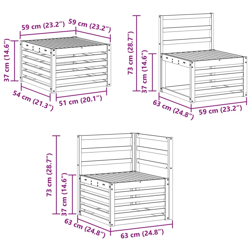 Sofų komplektai 8 pcs Natūrali Kietos akacijos mediena