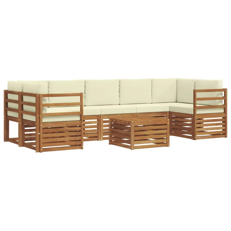 Lauko sofos komplektas su pagalve 8 pcs Natūralus ir grietinėlė