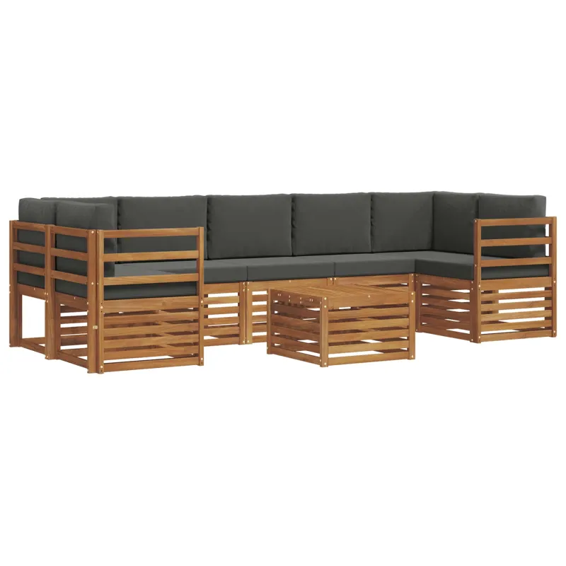 Lauko sofos komplektas su pagalve 8 pcs Natūralus ir antracitas