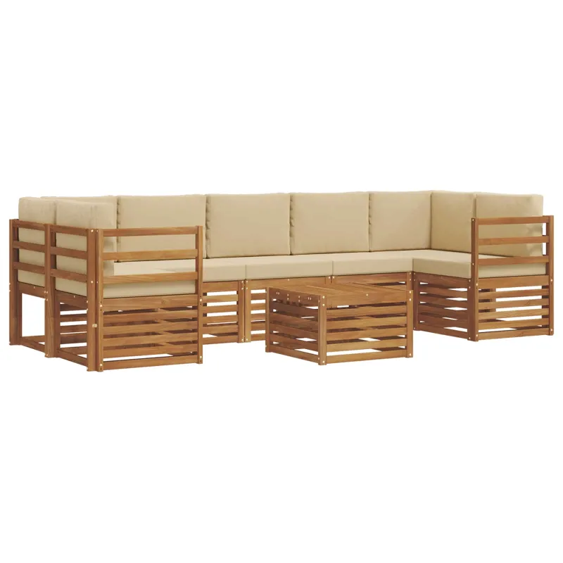 Lauko sofos komplektas su pagalve 8 pcs Natūralus ir bežinis