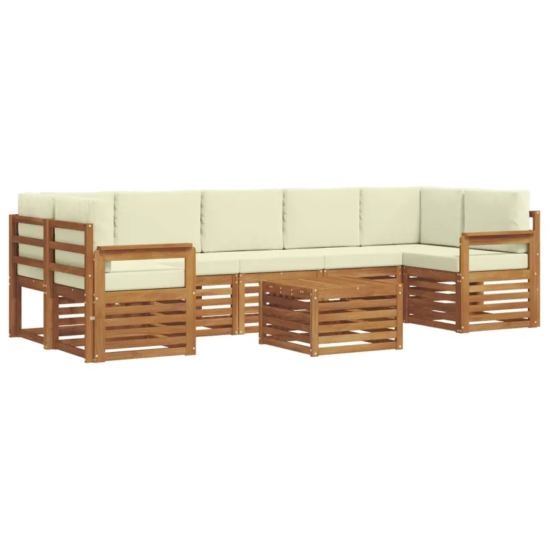 Lauko sofos komplektas su pagalve 8 pcs Natūralus ir grietinėlė