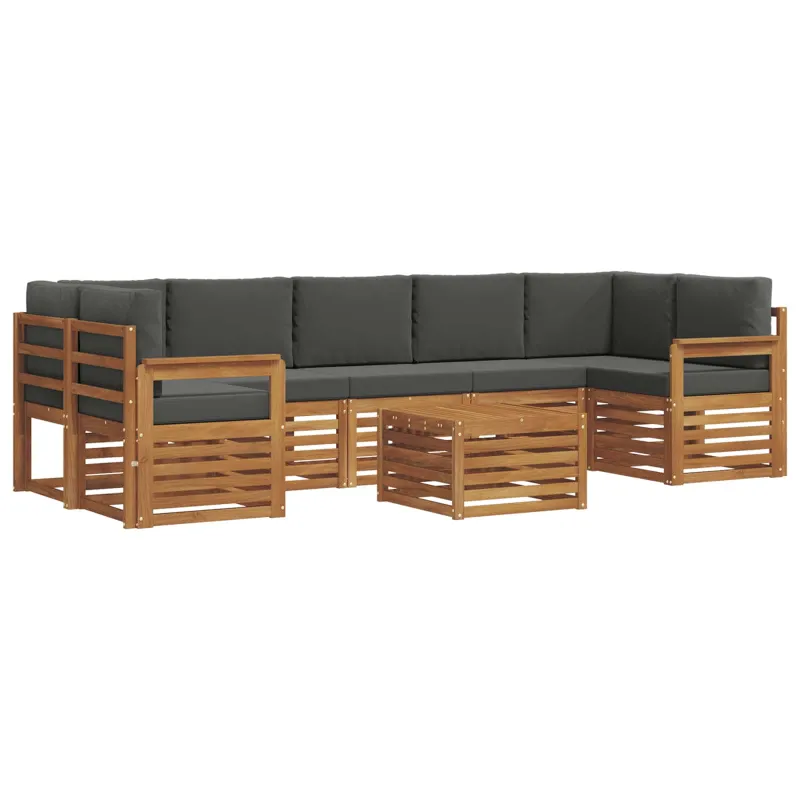 Lauko sofos komplektas su pagalve 8 pcs Natūralus ir antracitas