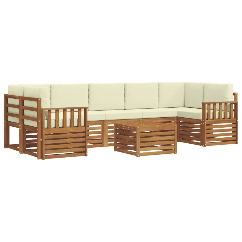 Lauko sofos komplektas su pagalve 8 pcs Natūralus ir grietinėlė